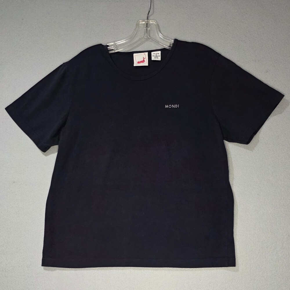 Vintage 90s Mondi Embroidered Minimalist Logo Tee Navy - Size XL